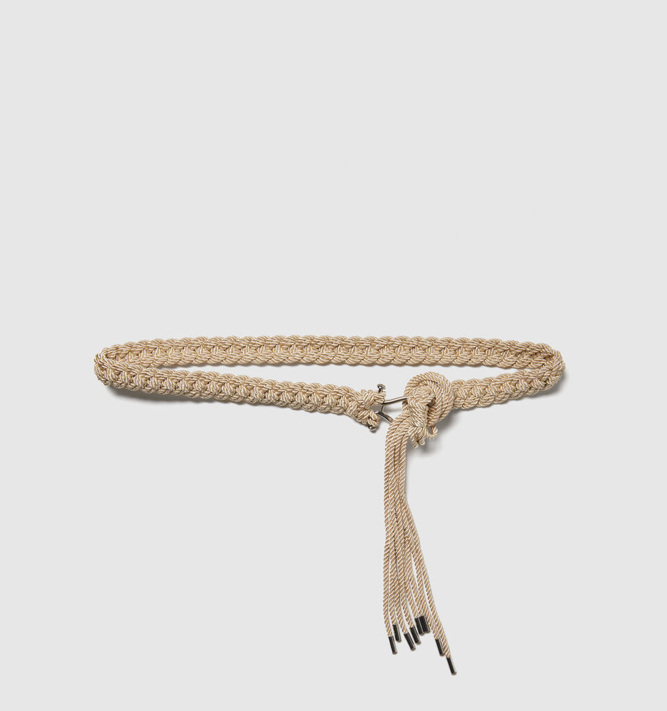 Woven belt with fringe - women's belts - Beige | Sisley image number 1